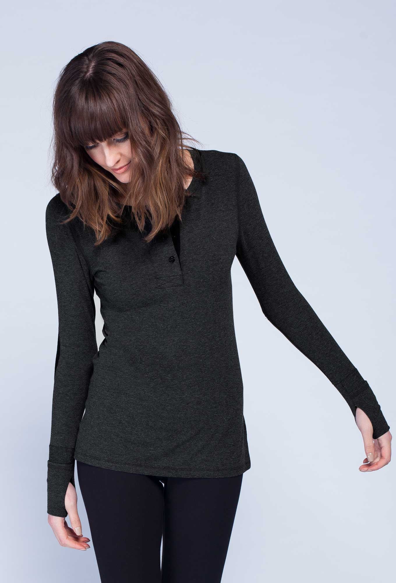 Noel Asmar Bamboo Henley - Charcoal Mix