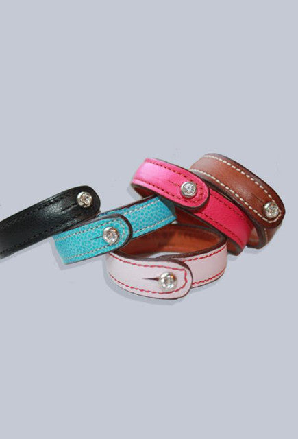 Burel Leather Bracelet with Swarovski Crystal