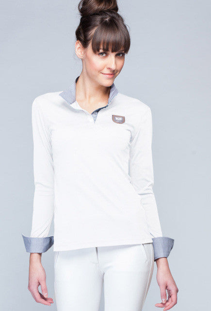 Noel Asmar Convertible Long Sleeve Polo- White