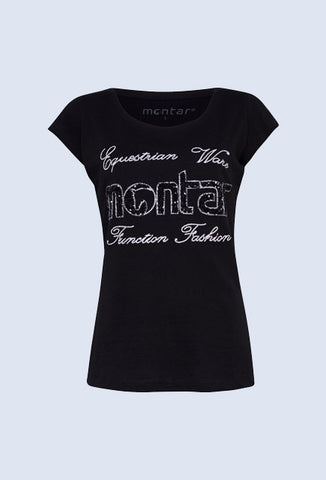 Montar Ava Black T-shirt sequin heart