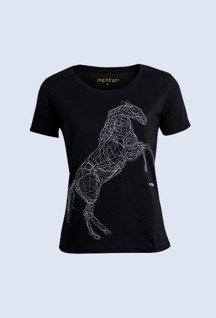 Montar T-shirt - Black/silver horse - Uptown E Store