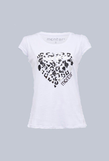 Montar Ava White T-shirt sequin heart - Uptown E Store