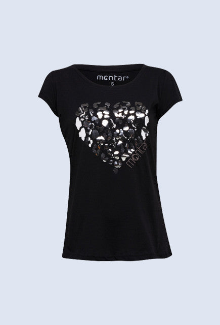 Montar Ava Black T-shirt sequin heart - Uptown E Store
