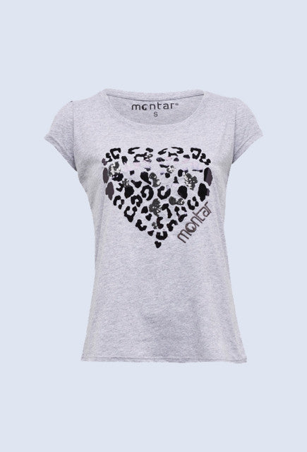 Montar Ava Grey T-shirt sequin heart - Uptown E Store